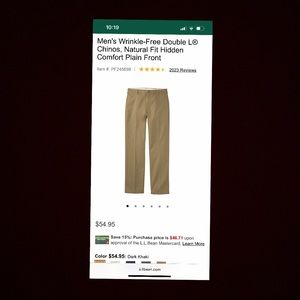 NEW L.L. Bean Men’s Wrinkle Free Pant